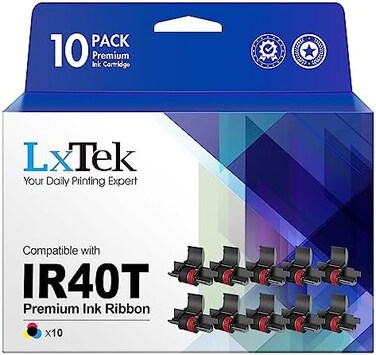 LxTek Replacement for IR40T IR-40T CP13 MP-12D Calculator Ink Roller Printer Ribbons use with Canon, Sharp EL-1750V, EL-1801V (Black/red, 10-Pack, Individually Sealed.