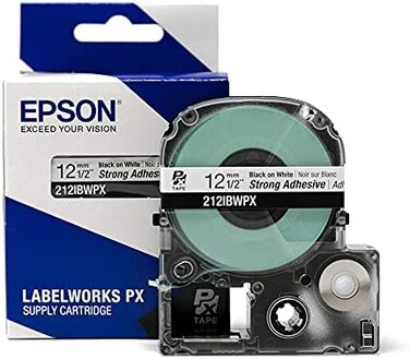 LABELWORKS 212IBWPX PET (PolyesterTape Cartridge - Black on White Strong Adhesive Standard Industrial Label Maker Tape - 1/2" (12MMWide, 30 ft.