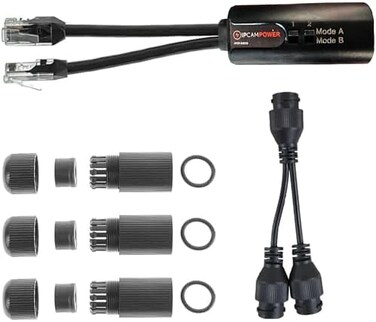 IPCamPower POE Combiner Splitter Adapter, Run 2 IP Cameras on 1 Cable.
