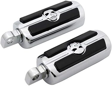 FATECIM Motorcycle Skull Foot Pegs Pedals Motorbike Foot Rests Highway Pegs for Harley Davidson (All YearsHonda Suzuki Yamaha Triumph (Chrome.