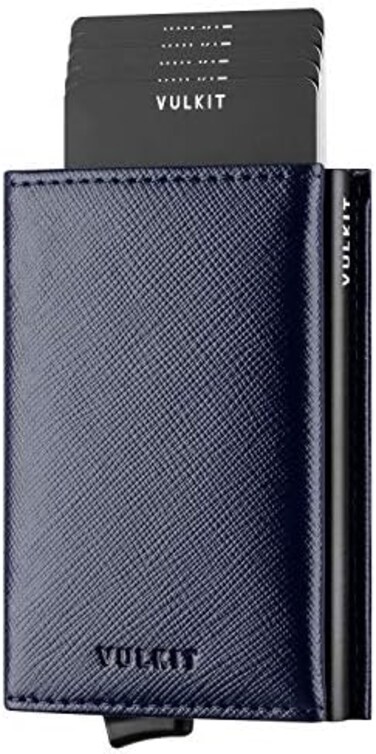VULKIT Men's Credit Card Holder Credit Card Holder Leather RFID Wallet Pop Up Wallet with 3 Slots for CardsBanknotes&hellip;.