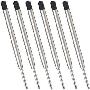 ChaoQ Black Ink Refills (6pcs, Replaceable Ballpoint Pen Refills, 1mm Medium Tip - Black.