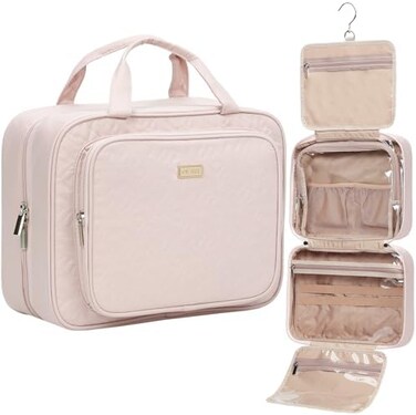 NISHEL Large Size Toiletry Bag for Women, Travel Essentials Organizer, Hanging Makeup Case for Accessories, Cosmetics, Toiletries.