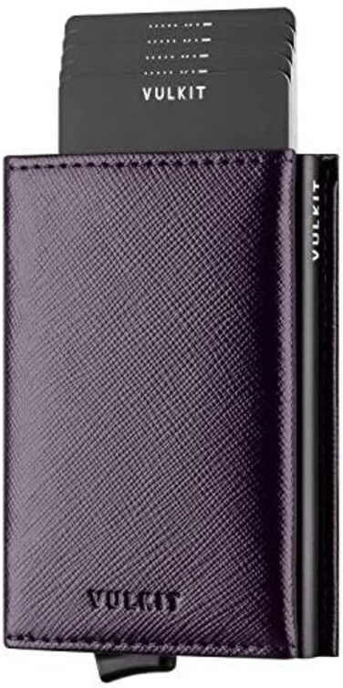 VULKIT Men's Credit Card Holder Credit Card Holder Leather RFID Wallet Pop Up Wallet with 3 Slots for CardsBanknotes&hellip;.