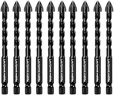 Mgtgbao 【Urgrade】 10pc 5MM Masonry Drill Bits, 3/16&rdquo; Concrete Drill Bit Set for Tile,Brick, Plastic and Wood,Tungsten Carbide Tip Best for Wall Mirror and Ceramic Tile.