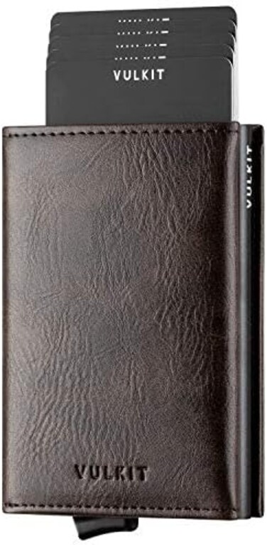 VULKIT Men's Credit Card Holder Credit Card Holder Leather RFID Wallet Pop Up Wallet with 3 Slots for CardsBanknotes&hellip;.