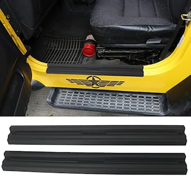 YOCTM ABS TJ Door Sill Protectors Guards Plate Entry Guard Kit for 97-06 Jeep Wrangler TJ Interior Accessories Full Protection Door Sill Guards Kit Protector Replacement, 2pcs/Set.
