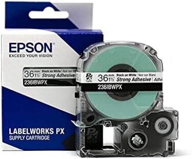 LABELWORKS 236IBWPX PET (PolyesterTape Cartridge - Black on White Strong Adhesive Industrial Label Maker Tape - 1. 5" (36MMWide, 30 ft.