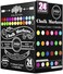 Loddie Doddie Liquid Chalk Markers (24-Pack- Dust-Free Erasable Pens for Windows, Glass, ChalkboardBlackboard - 6mm Reversible BulletChisel Tip.