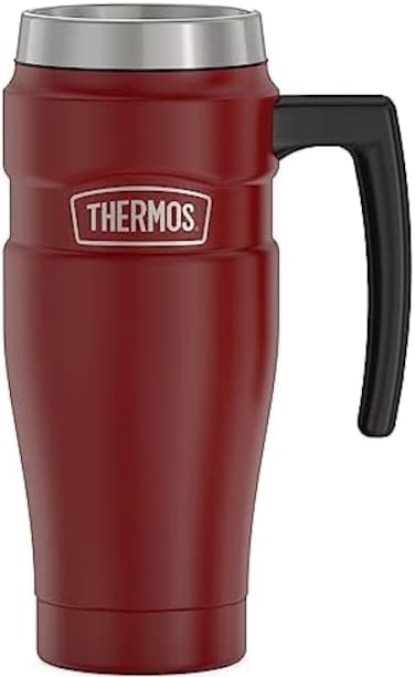 THERMOS Stainless King Vacuum-Insulated Travel Mug, 16 Ounce, Rustic Red.