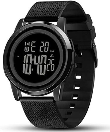 YUINK Ultra-Thin Digital Sports Watch Waterproof Stainless Steel Fashion Wrist Watch for Men.