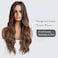 HAIRCUBE Long Ombre Brown Wigs for Women,Synthetic Curly Hair Hair Wig Middle Parting.