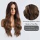HAIRCUBE Long Ombre Brown Wigs for Women,Synthetic Curly Hair Hair Wig Middle Parting.
