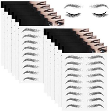 Maitys 12 Sheets 108 Pairs Hair Like Waterproof Eyebrow Tattoos Stickers Temporary Eyebrow Tattoos Instant Transfer Brows Peel off Fake Eyebrow Sticker Authentic Eyebrow for Women(Simple Style.
