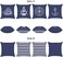 Bonhause Set of 4 Nautical Cushion Covers 45 x 45 cm Navy Blue Anchor Lighthouse Sailboat Compass Polyester Linen Decorative Pillow Case for Sofa Bed Chairs Car Living Room Home Decor.