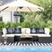 Bonhause Set of 4 Nautical Cushion Covers 45 x 45 cm Navy Blue Anchor Lighthouse Sailboat Compass Polyester Linen Decorative Pillow Case for Sofa Bed Chairs Car Living Room Home Decor.