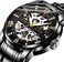 A ALPS Men&rsquo;s Watch Black Mechanical Stainless Steel Skeleton Waterproof Automatic Self-Winding Roman Numerals Diamond Dial Wrist Watch.