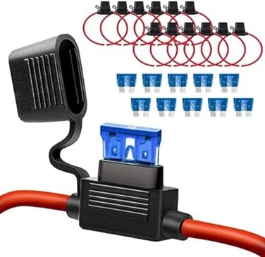 Qizpcer 14 AWG Inline Fuse Holder - 12V-DC ATC/ATO 14 Gauge Fuse Holder for 15A Blade Fuse (10 Pack.