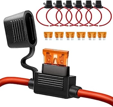 Qizpcer 10 AWG Inline Fuse Holder - 12 Volts Fuse Holder for 40A Blade Fuse (6 Pack.