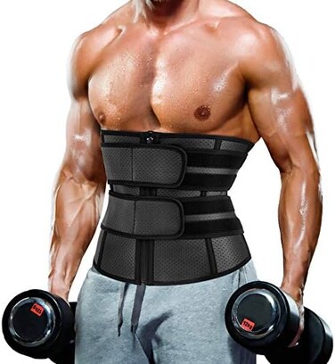 MOLUTAN Waist Trainer Trimmer for Men Tummy Control Shapewear Neoprene Sweat Belt Slimming Body Shaper.