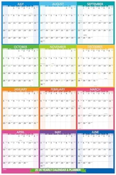 Artfan 2025 Yearly Wall Calendar - 2025 Wall Calendar, January 2025 - December 2025, 34. 8" x 23", Yearly Wall Calendar 2025 with Thick Paper - Colorful.