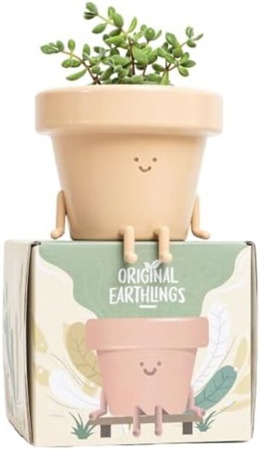 Original Earthlings Indoor Plant Pot, Unique Cute Plastic Flower Pot with Face, 3. 5 Inch Succulent/Cactus Planter, Plant Lover Gift, Decorative Novelty Planter.