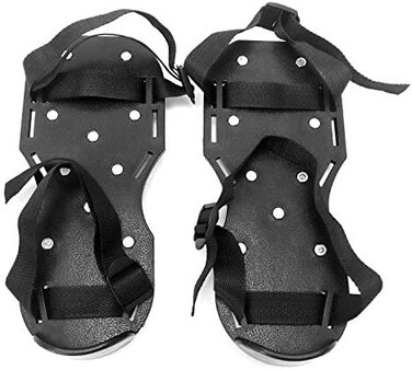 QWORK Spiked shoes with 25mm short spikes, perfect for epoxy floors, layering, cover installation, green (1 pair.