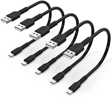 ULIFTUS 1ft iPhone Charge Cable Short, 5Pack USB to Lightning Cord for Fast Charging Stations 1 Foot Compatible with Apple iPhone 12 11 Pro Max Xs 8 7 6 5 Plus, iPad Air/Mini.