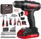 Eastvolt 20V Max Cordless Power Drill Driver KitHome Tool Kit, Max 310in. lbs. 181 PoisitionTorque Drill For Metal, Wood, Plastics, 168 Pieces tool with case For General Household (EVCD168S.