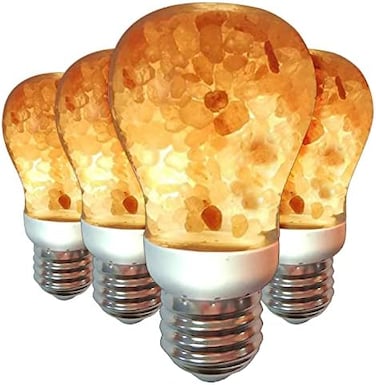 HIMALAYAN GLOW LED Light Bulb, Patent Design 60-Watt Equivalent, Warm Amber Glow, Salt Bulb Light, 4 Count.