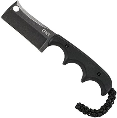 Columbia River Knife &amp; Tool CRKT Minimalist Cleaver EDC Knife: Compact Everyday Carry Fixed Blade Knife, Folts Utility Knife with Black Finish, Resin Infused Fiber Handle, and Sheath 2383K.