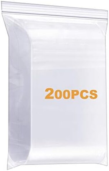 LISM 200 Pack 1" x 1" Durable Small Thick Clear Zip Poly Seal Lock Bags Heavy Duty 4 Mil Reclosable Plastic Zip Bag Jewelry Earrings Necklace Ring Coin Beads Pill Zipper Bags.