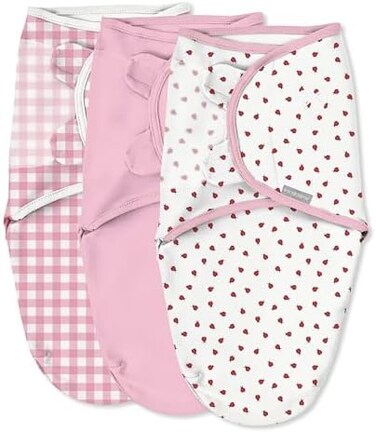 SwaddleMe by Ingenuity Original Swaddle - Size Small/Medium, 0-3 Months, 3-Pack (Ladybug Picnic.