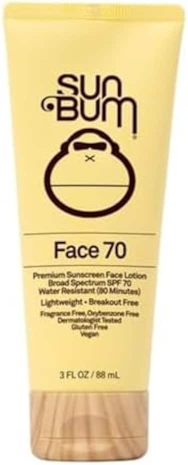 Sun Bum Original SPF 70 Sunscreen Face LotionBroad Spectrum Moisturizing Facial Sunblock with Vitamin EOil FreeHawaii 104 Act Compliant (OctinoxateOxybenzone FreeTravel Friendly3 oz.