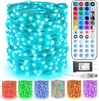 BrizLabs Color Changing Fairy Lights, 66ft 200 LED Christmas Lights Multicolor with Remote, White Xmas Tree Lights with Timer, USB Plugin le Fairy String Lights for Indoor Xmas Party Tree Bedroom.