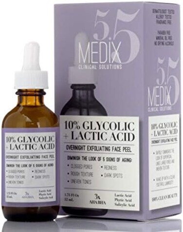 Medix 5.5 Medix 10% Glycolic Acid Face Peel Exfoliating Serum W/Lactic AcidSalicylic AcidGentle Skin Care Exfoliate Facial Peel Treatment Targets Fine Lines, Wrinkles, Large Pores, Age Spots1. 75 FL O
