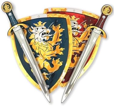 Liontouch - Noble Knight Toy SwordsShields for Two Kids, BlueRedPretend Play Set in Durable Foam in Traditional Medieval StyleSafe WeaponsArmor for Dress UpKnight Costumes for Boys.