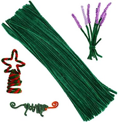 Zlulary 100 Pieces Pipe Cleaners Chenille Stem, Solid Color Pipe Cleaners Set for Pipe Cleaners DIY Arts Crafts Decorations, Chenille Stems Pipe Cleaners (Green.