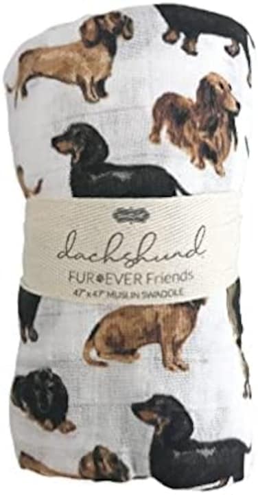 Mud Pie Dachshund Print Baby Swaddle Blanket, 47" x 47".