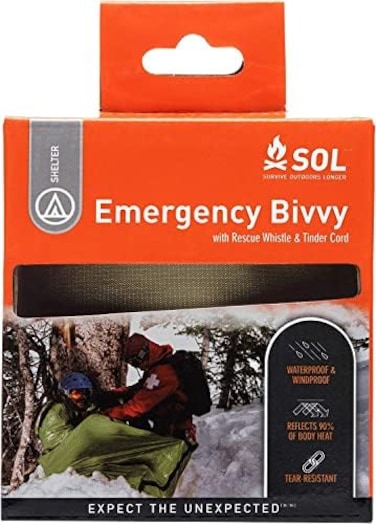 S.O.L. Survive Outdoors Longer Survive Outdoors Longer 90% Emergency Bivvy - Comes with Survival WhistleTinder Paracord Drawstring - Add to Emergency KitHiking Gear - Waterproof, WindproofTear-Resista
