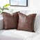 YAERTUN Set of 2 Faux Leather Decorative Throw Pillow Covers Modern Solid Outdoor Cushion Covers Cases Luxury Pillowcases for Couch Sofa Bed 16x16 Inches Dark Brown.