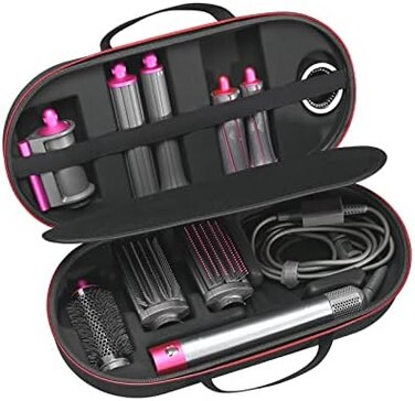 علبة صلبة من RLSOCO لجهاز تصفيف الشعر Dyson Airwrap Complete Long/Complete Styler HS08 HS05 HS01، وليست لجهاز Dyson Airwrap i. d. - تناسب 4 قطع من الأسطوانات الطويلة أو القصيرة - أسود (العلبة فقط، جها