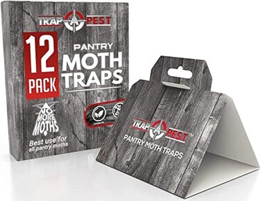 منتج TRAP A PEST: عبوة رياضية من 12 قطعة لمكافحة عثة المخزن - آمن وفعال للطعام والخزائن - غراء مع فرمونات لعثة المخزن -.