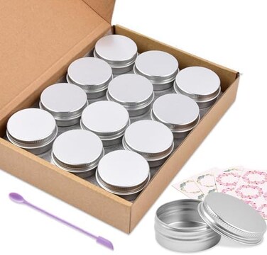 Sopito Aluminum Tin Cans, 24PCS 1/2 Oz Metal Round Tins Containers DIY Hand Cream Lip Balm Tins Small Empty Storage Travel Tin Jars for Candles, Salve, Cosmetics, Spice.