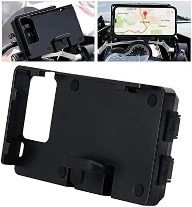 MDPROMCP R1200GS Motorcycle Phone Holder with Double USB Charger Mobile Phone Mount GPS Navigation Bracket Compatible with F700GS F800GS R1200GS R1250GS CRF1000L Africa Twin 12MM Roll Bar.