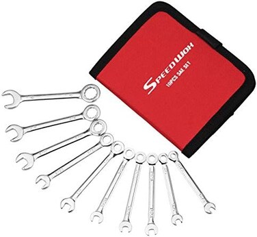 SPEEDWOX Mini Combination Wrench Set SAE Ignition Wrenches 10 Pcs Mini Wrench Set Standard 5/32-7/16" Open and Box End Small Wrench Set with Portable Canvas Bag for Assembling Furniture.