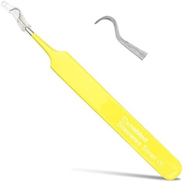 Cynamed Blackhead Tweezer - Professional Curved Steel Tip Surgical ComedoneSplinter Extractor By Rapid Vitality. Ideal BlemishAcne Remover Tool Means Flawless Facial Skin (Yellow.