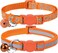 Taglory Reflective Cat Collar with Bell and Safety Release, 2-Pack Girl Boy Pet Kitten Collars Adjustable 19-32cm Orange.