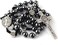HanlinCC 8mm Hematite Rosary Black Stone Beads with 4mm Stainless Steel Beads and St. Benedict Metal Beads Rosary Necklace with MedalCross For Men and Womens.
