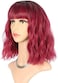 FAELBATY Pink Ombre Bob Wig With Bangs - Synthetic Cosplay Wig for Women - 12" Dark Red.